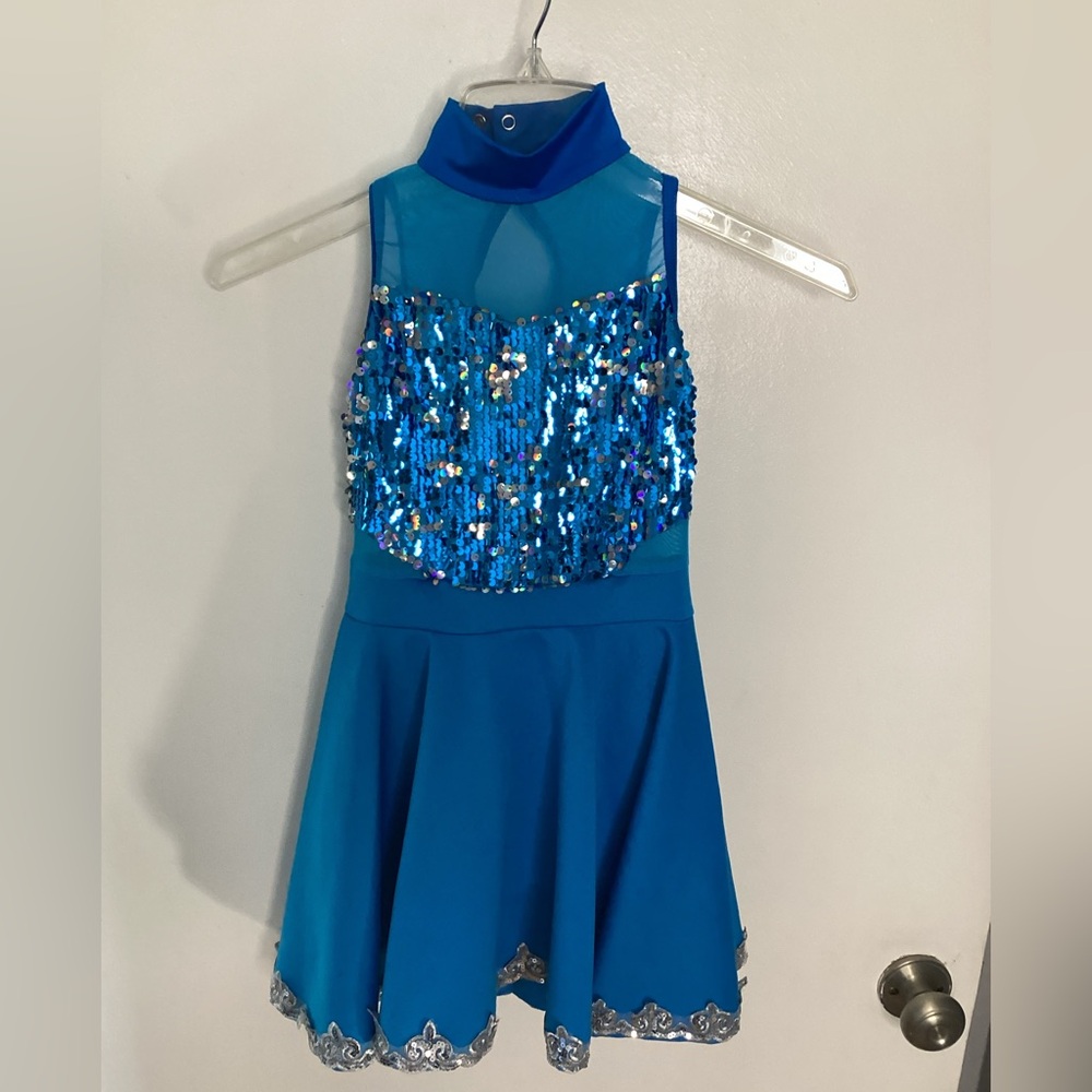 Weissman Sparkling Blue Kids Figure Skating Dress Costume MC